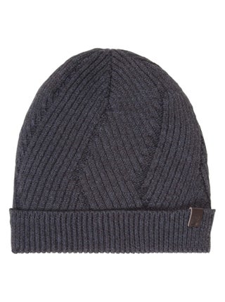 Bonnet homme maille recyclée côtelée gris Isotoner