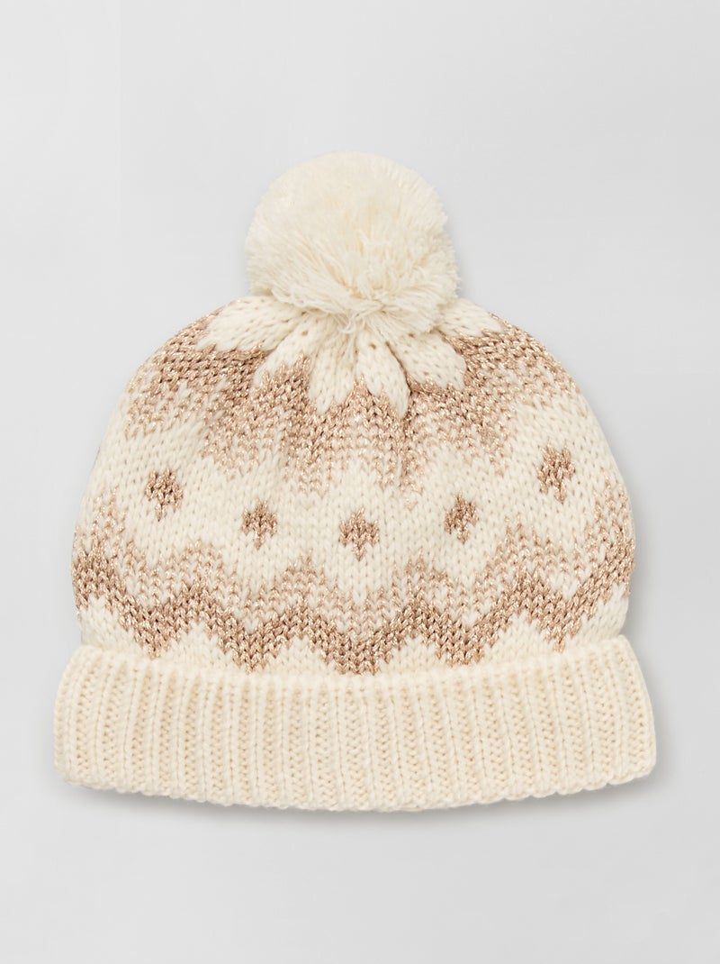 Bonnet jacquard beige - Kiabi