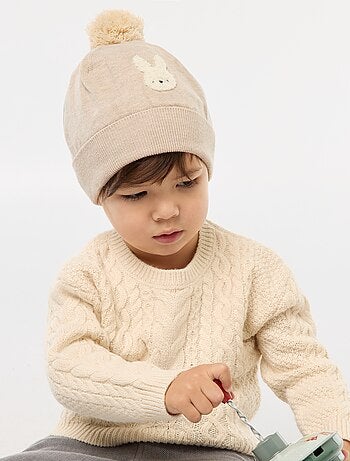 Bonnet maillé à pompon
