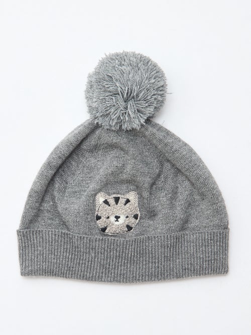 Bonnet maillé à pompon - Kiabi