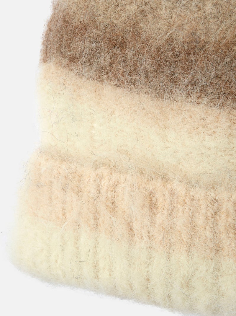Bonnet maille moelleuse rayée - Damart Beige - Kiabi