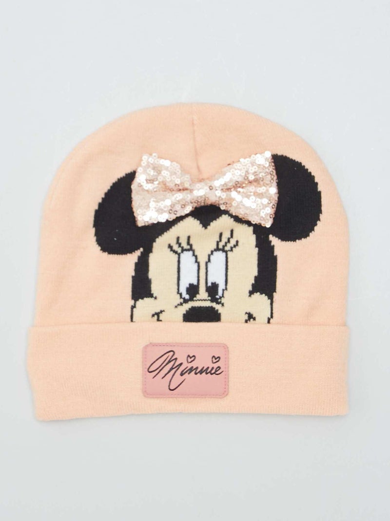 Bonnet 'Minnie' avec noeud relief Rose - Kiabi