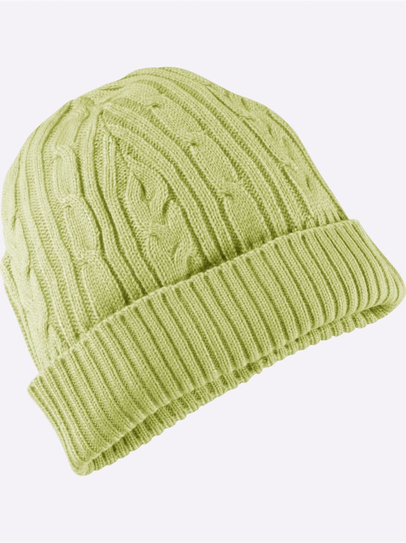 Bonnet Motif Torsadé Mode - Taille Standard - Moda Vilona Vert tilleul - Kiabi
