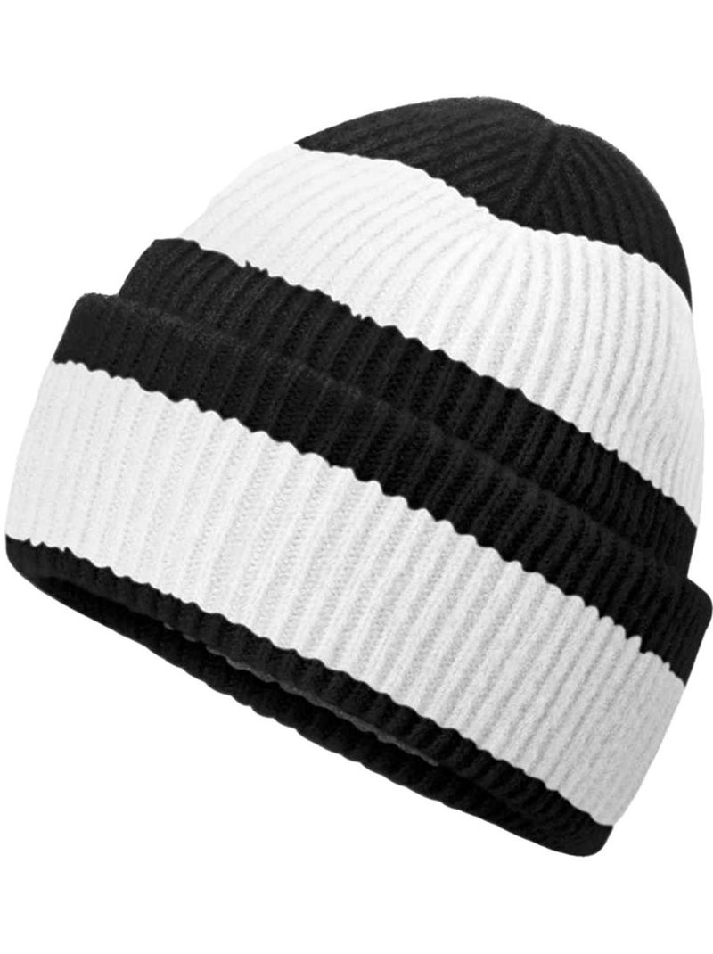 Bonnet motif/style blocs de couleurs - beechfield Noir Blanc - Kiabi