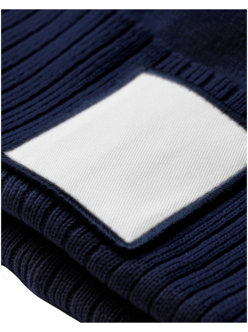 Bonnet motif/style pompon - beechfield Bleu foncé - Kiabi