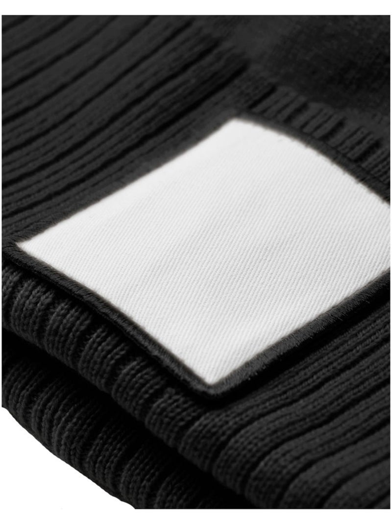 Bonnet motif/style pompon - beechfield Noir Blanc - Kiabi