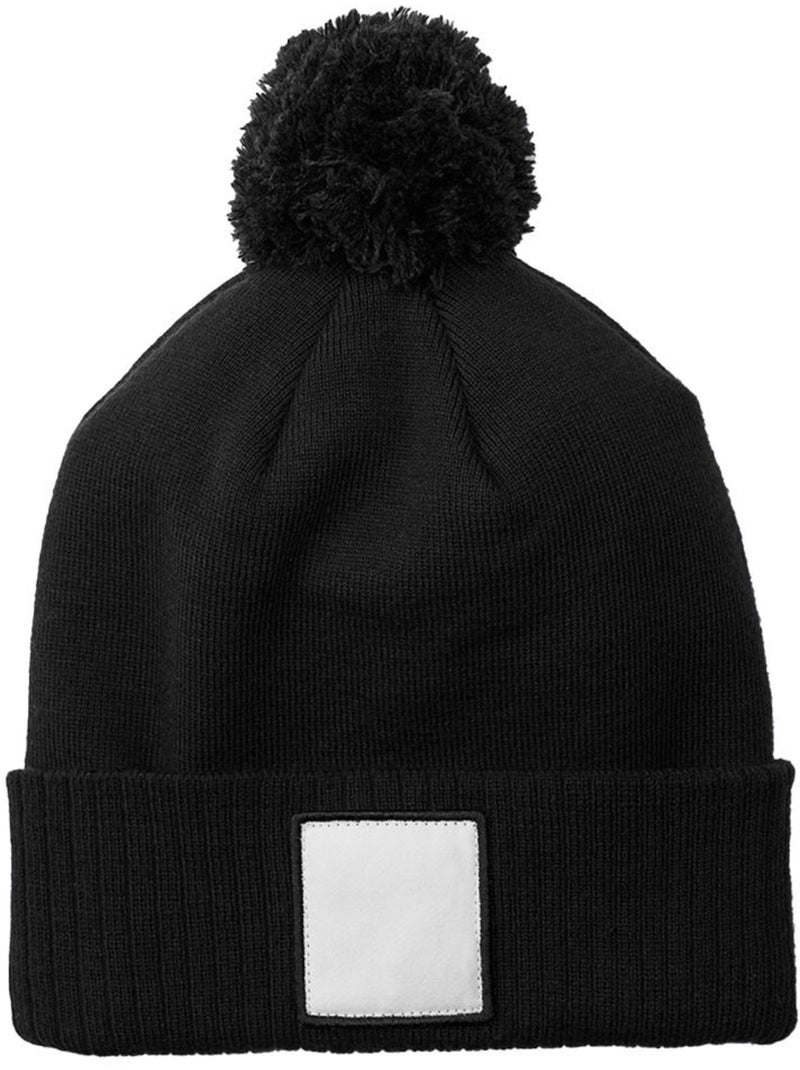 Bonnet motif/style pompon - beechfield Noir Blanc - Kiabi