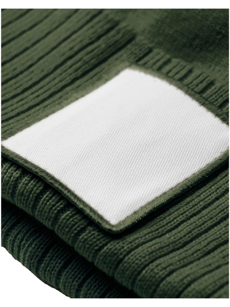 Bonnet motif/style pompon - beechfield Vert olive - Kiabi