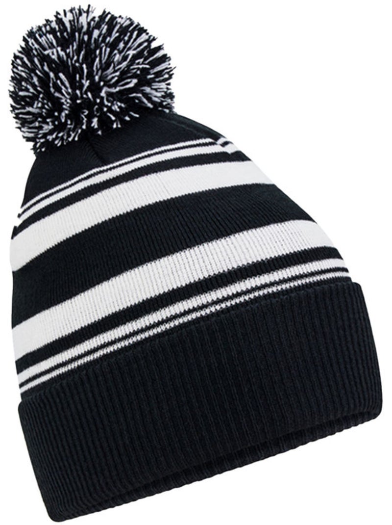Bonnet motif/style rayé fan - beechfield Noir Blanc - Kiabi