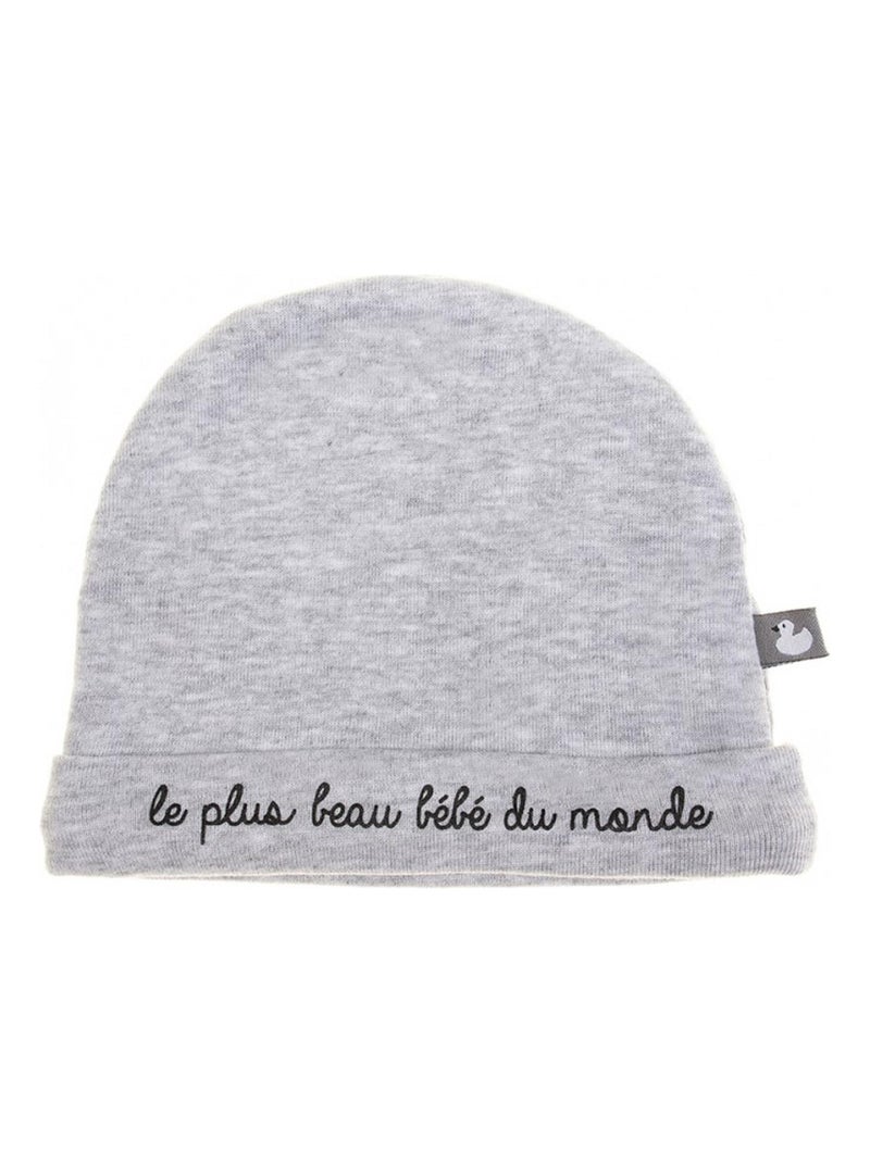 Bonnet naissance en coton, Le plus beau bébé du monde BB&CO Gris - Kiabi