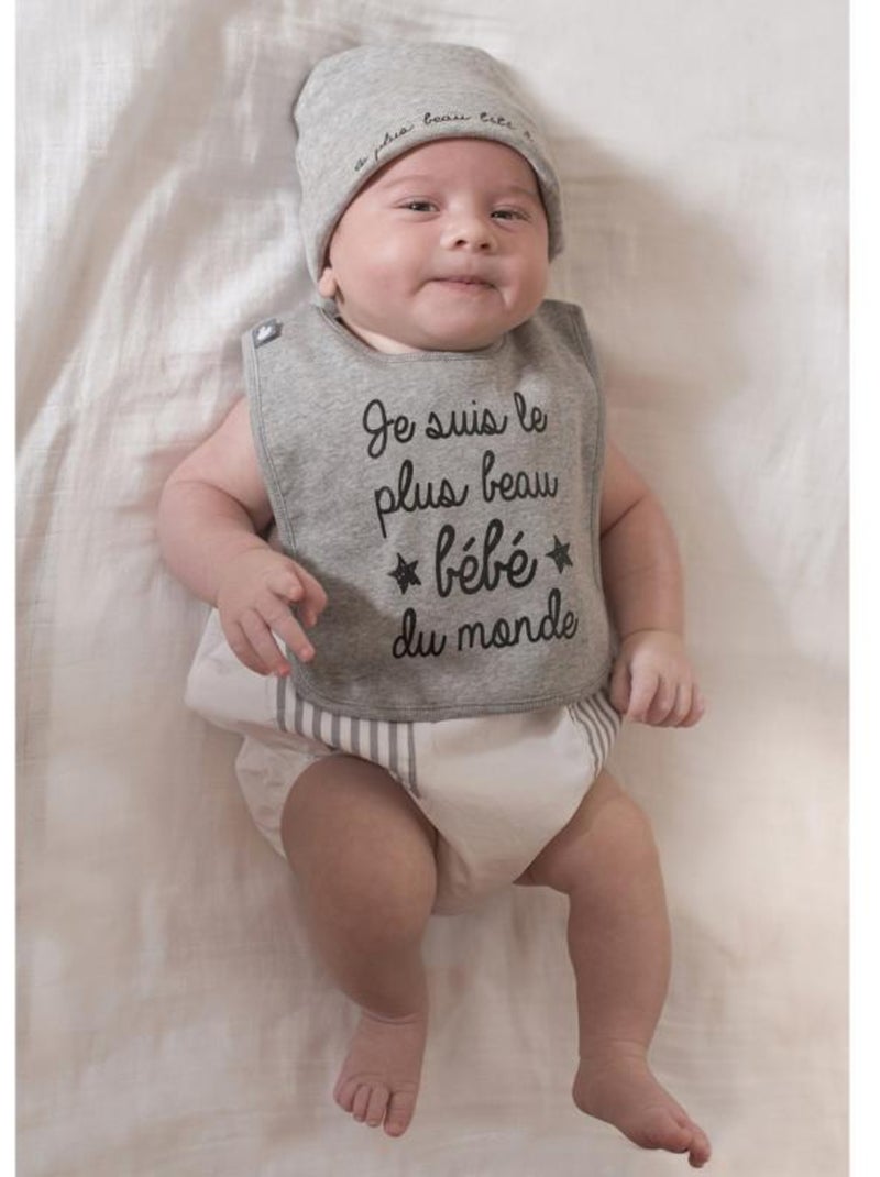 Bonnet naissance en coton, Le plus beau bébé du monde BB&CO Gris - Kiabi