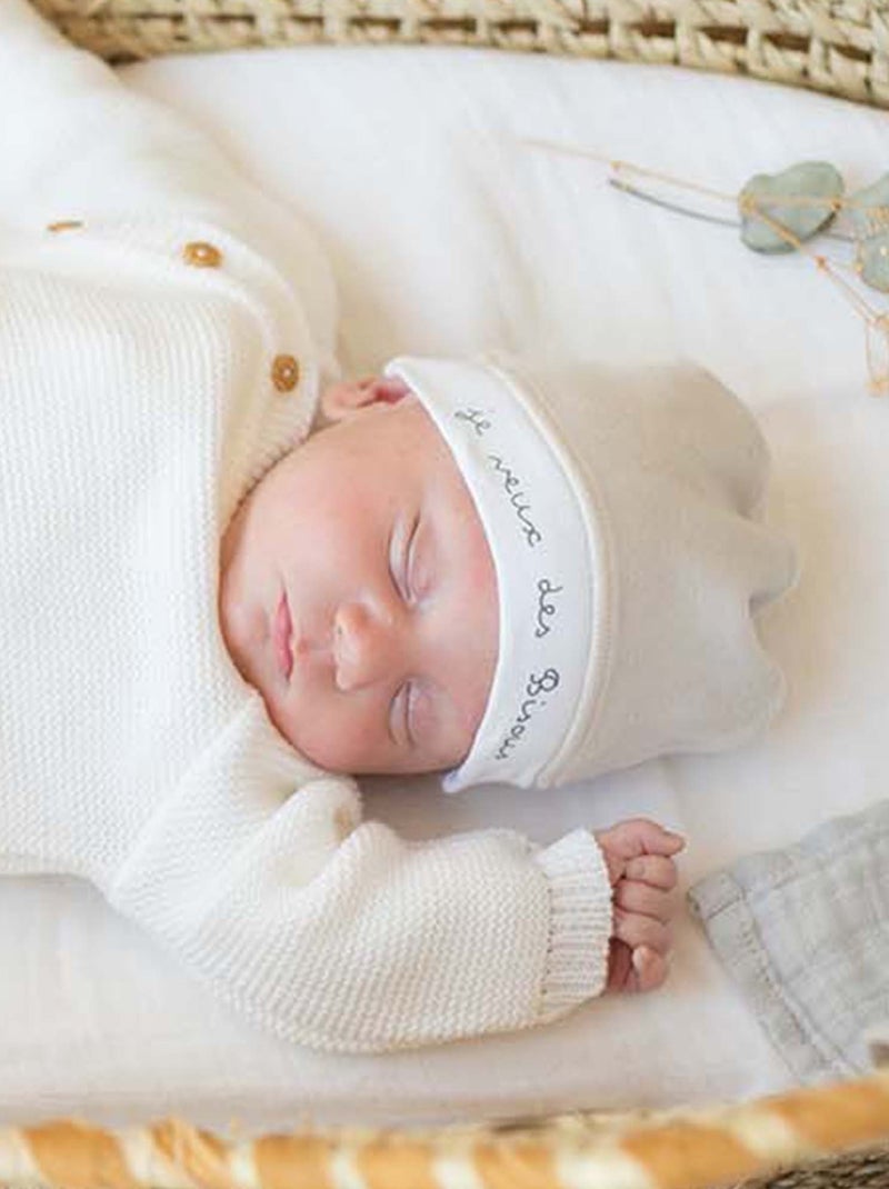 Bonnet De Naissance Fille En Coton écru - Occasion Très Bon état - Petit Défaut