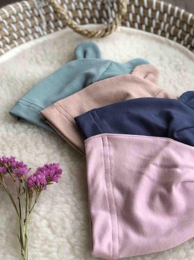 Bonnet ourson bébé en bambou, Uni SEVIRA KIDS Vieux rose - Kiabi