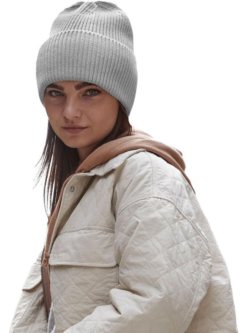 Bonnet oversize à manchettes - beechfield Gris clair - Kiabi