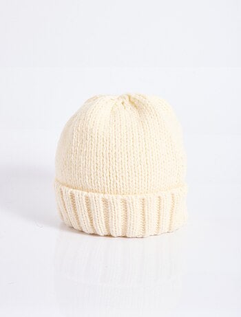Bonnet pastel en maille cotelée à revers - afibel