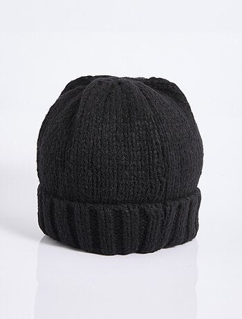 Bonnet pastel en maille cotelée à revers - afibel