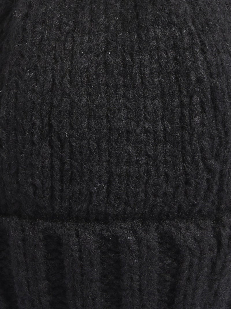 Bonnet pastel en maille cotelée à revers - afibel Noir - Kiabi