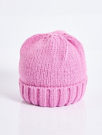 Bonnet pastel en maille cotelée à revers - afibel