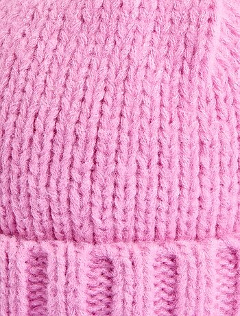 Bonnet pastel en maille cotelée à revers - afibel