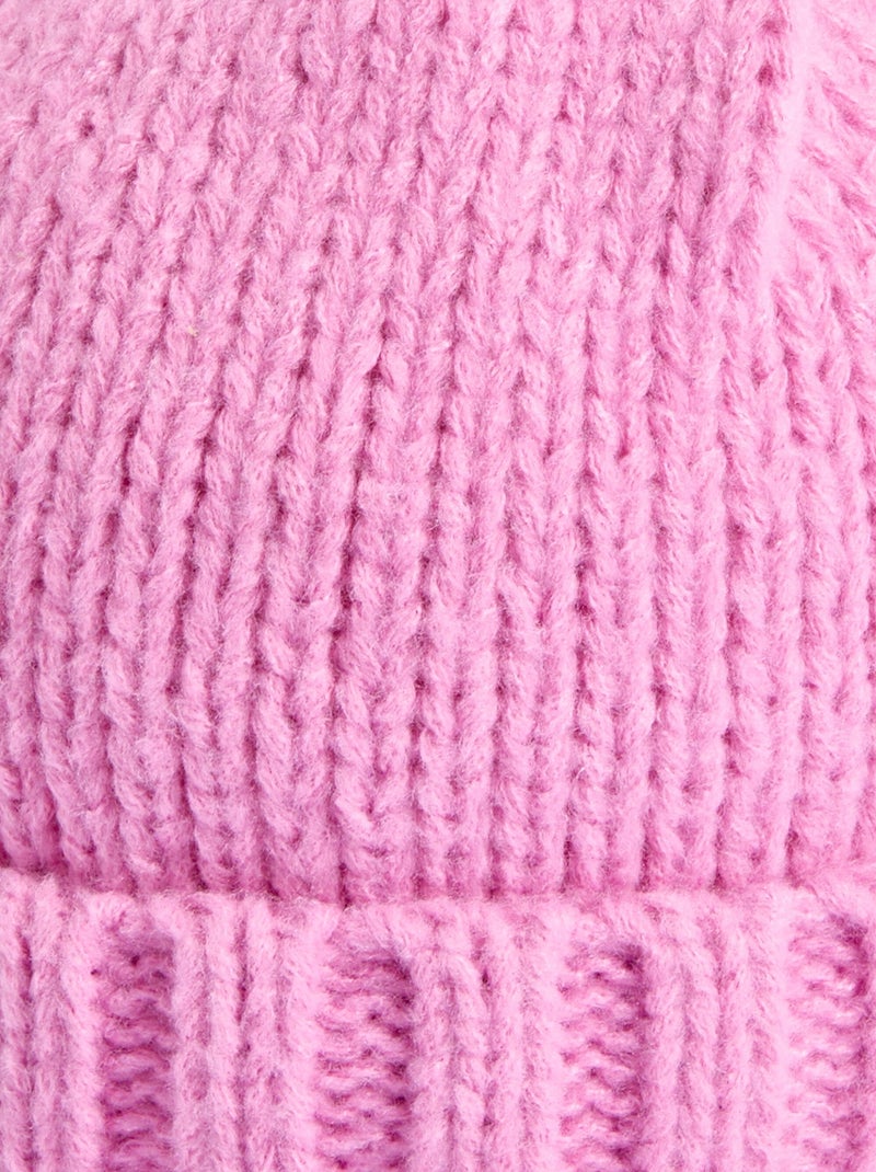 Bonnet pastel en maille cotelée à revers - afibel Rose - Kiabi