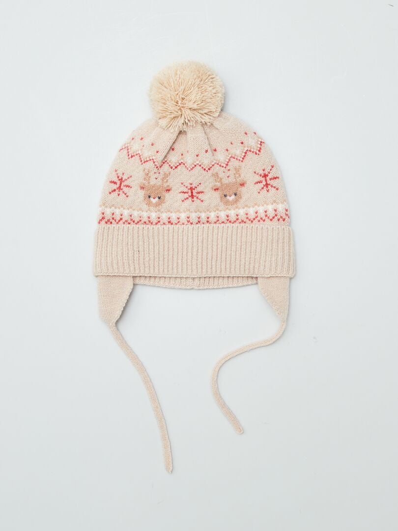 Bonnet péruvien de Noël Beige - Kiabi