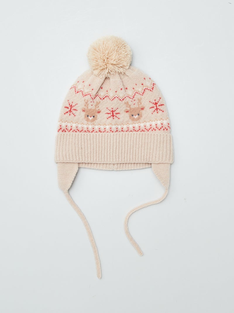 Bonnet péruvien de Noël Beige - Kiabi