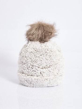 Bonnet polaire façon sherpa, avec pompon - afibel