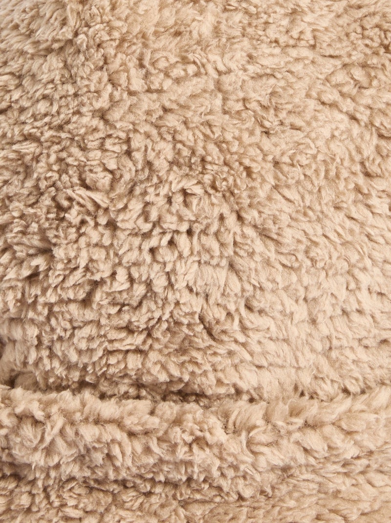 Bonnet polaire uni façon sherpa + pompon - afibel Taupe - Kiabi