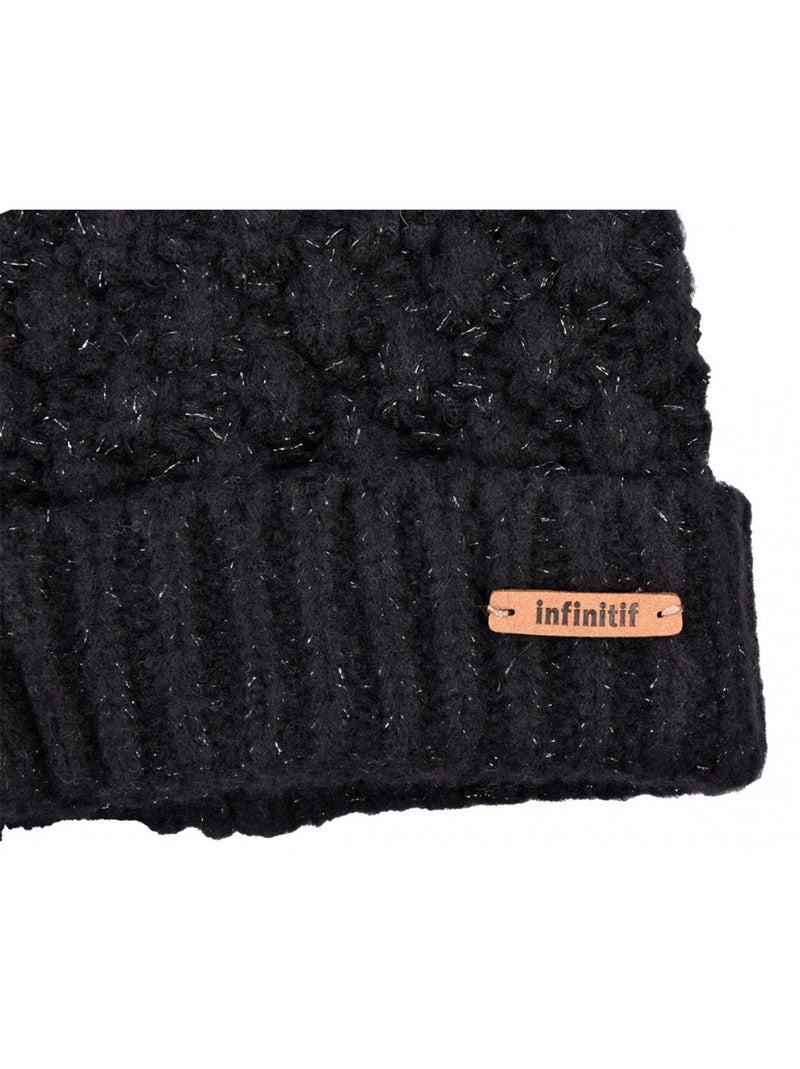 Bonnet Pompon INFINITF Femme Noir - Kiabi