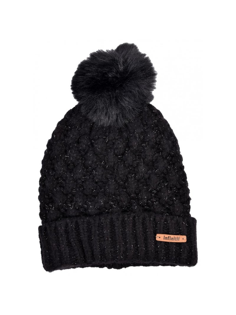Bonnet Pompon INFINITF Femme Noir - Kiabi