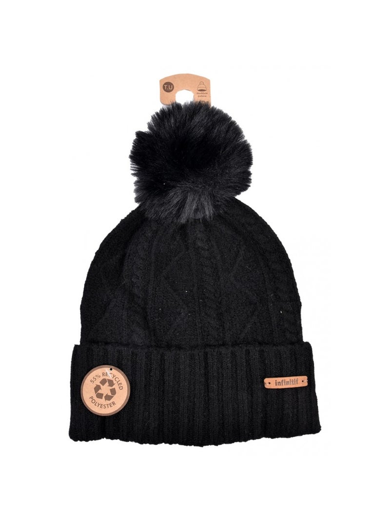 Bonnet Pompon INFINITF Femme Noir - Kiabi