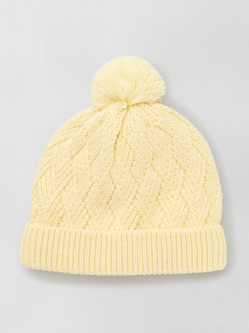 Bonnet pompon jaune - Kiabi