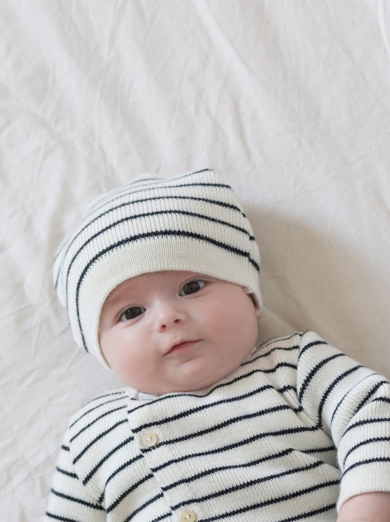 Bonnet rayé Blanc Bleu - Kiabi