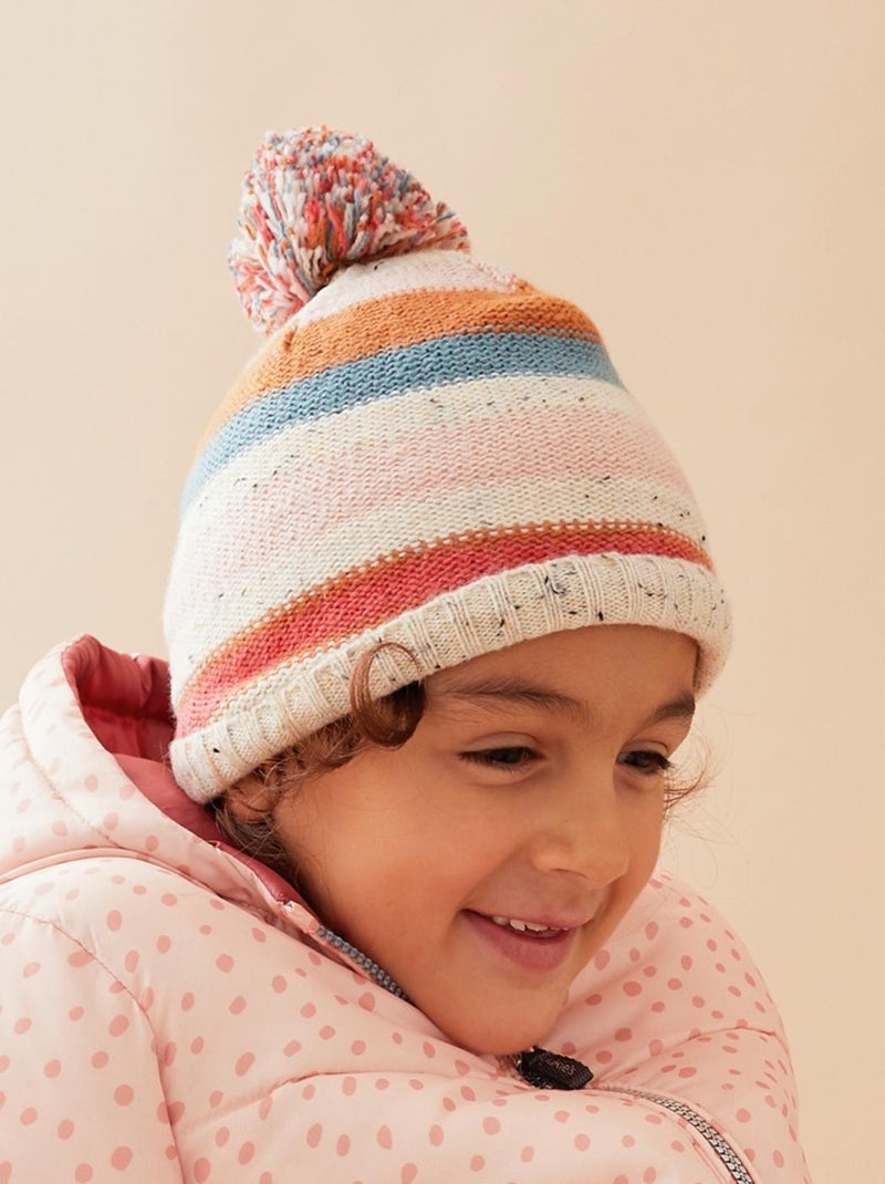 Bonnet rayé en tricot Noukie's Beige - Kiabi