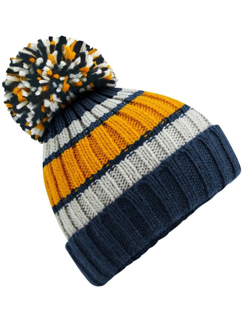 Bonnet rayé hygge - beechfield Jaune moutarde - Kiabi