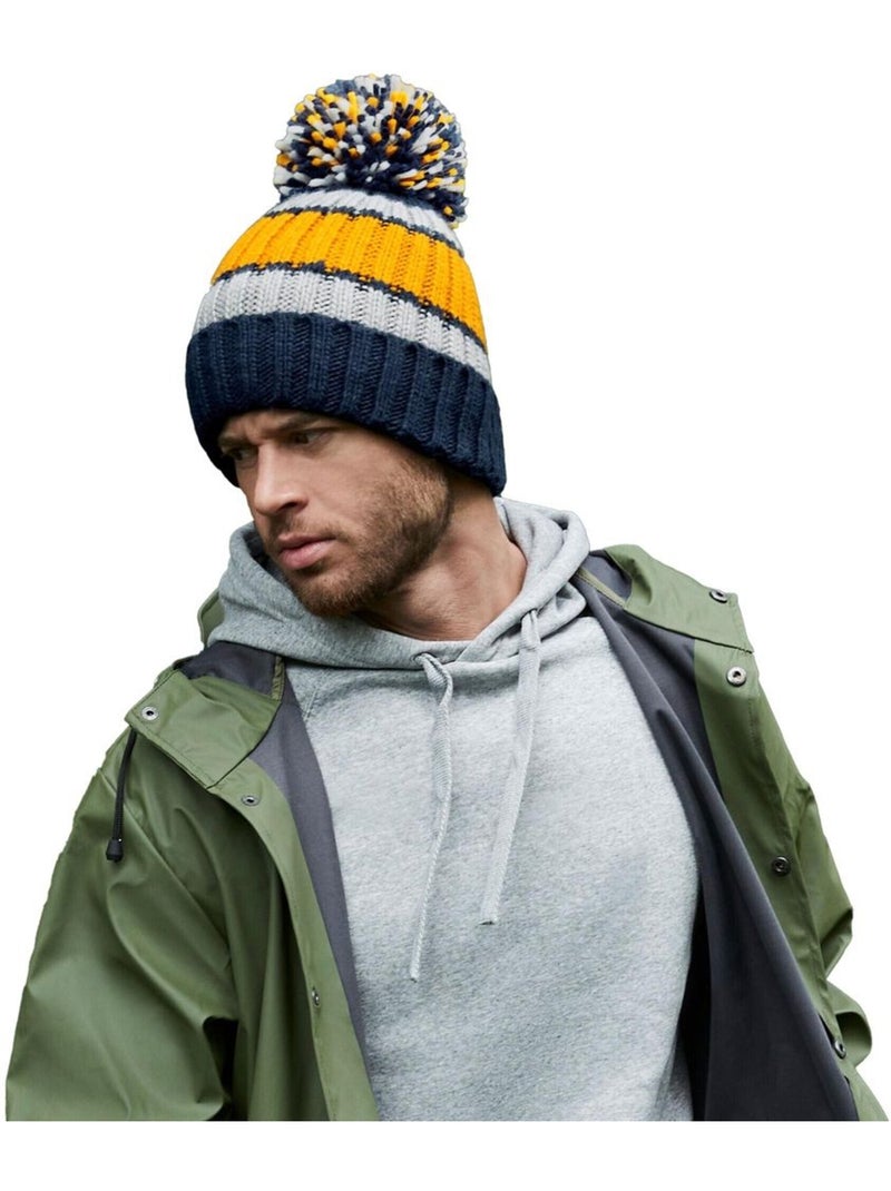 Bonnet rayé hygge - beechfield Jaune moutarde - Kiabi