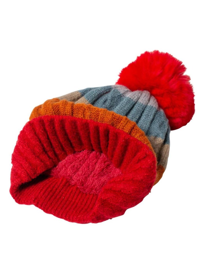 Bonnet rayé ITZEL Rouge - Kiabi