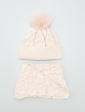 Bonnet + snood en maille tricot