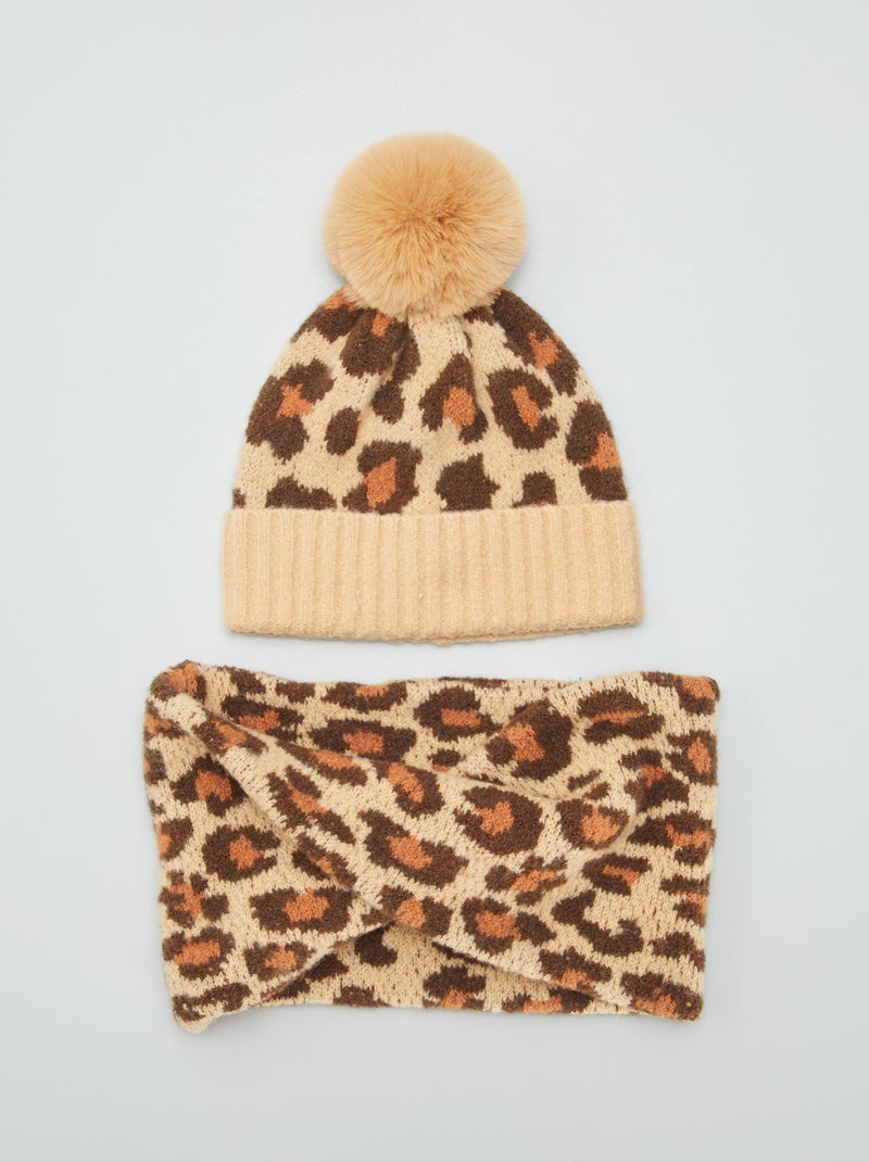 Bonnet + Snood 'léopard' léopard - Kiabi