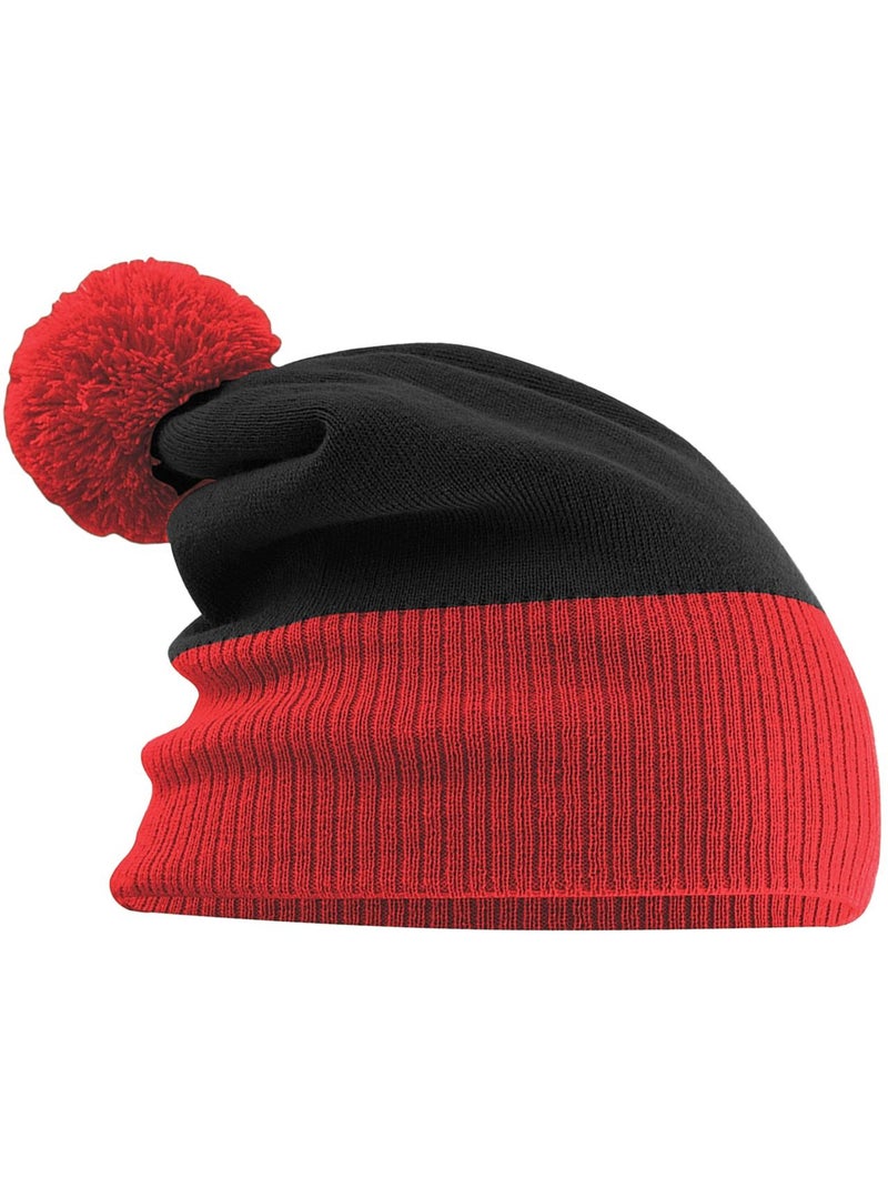 Bonnet snowstar - beechfield Noir Rouge - Kiabi