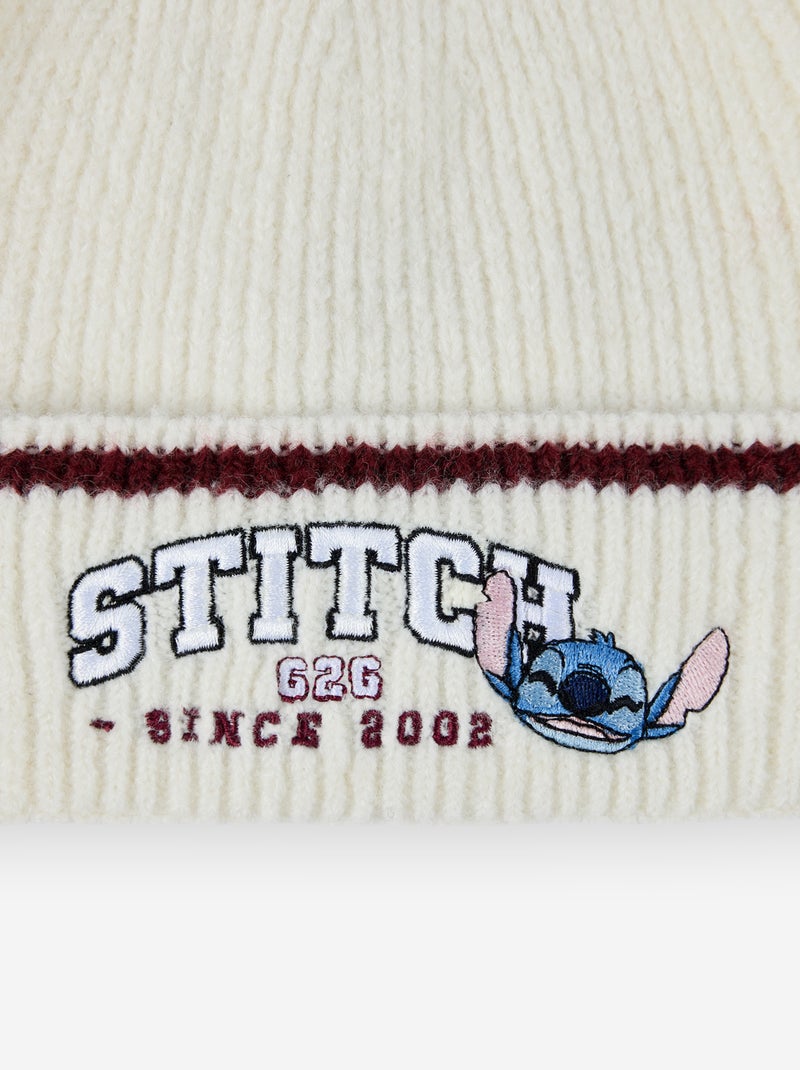Bonnet 'Stitch' avec revers Beige - Kiabi