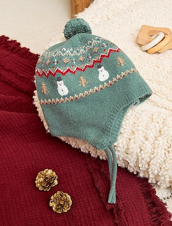 Bonnet style péruvien à motif 'Noël'
