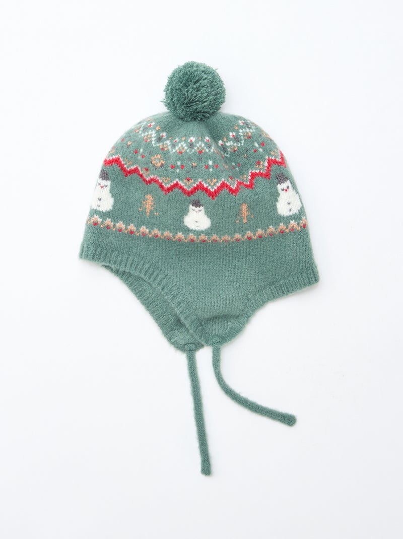 Bonnet style péruvien à motif 'Noël' Vert - Kiabi
