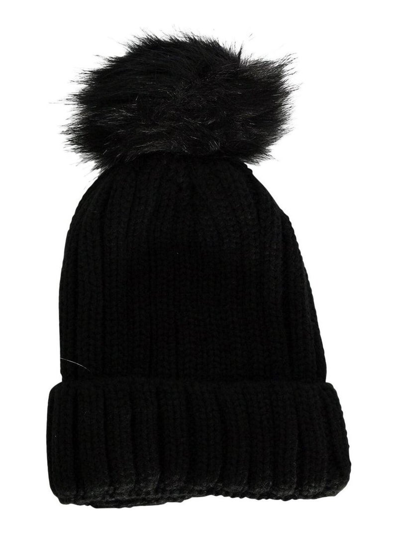 Bonnet tressé à pompon VINCHY Noir - Kiabi