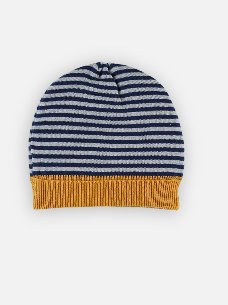 Bonnet tricot ligné Gris - Kiabi