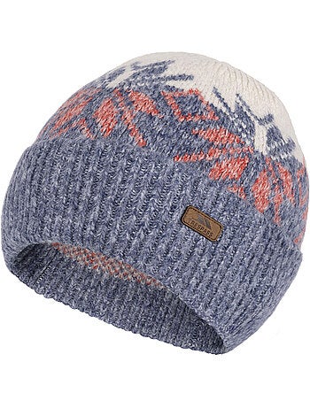 Bonnet tricoté à revers côtelé motif/style flocon de neige edur - trespass