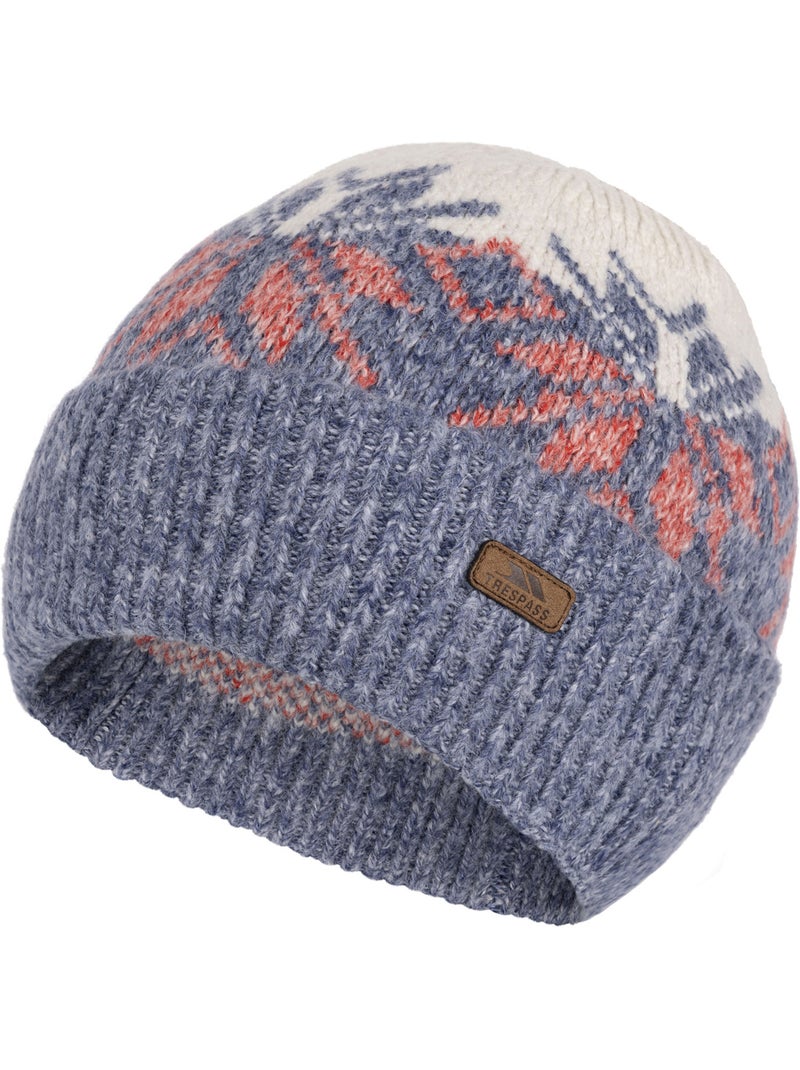 Bonnet tricoté à revers côtelé motif/style flocon de neige edur - trespass Gris Bleu Gris - Kiabi