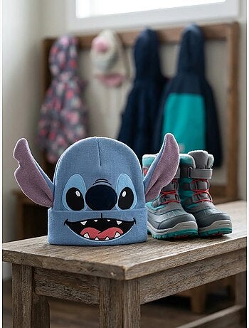 Bonnet tricoté chaud et extensible enfant stitch disney