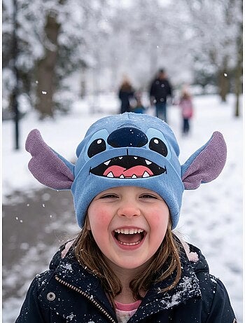Bonnet tricoté chaud et extensible enfant stitch disney