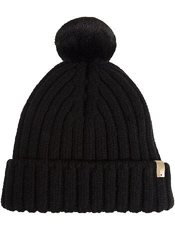 Bonnet ultra doux, pompom imitation fourrure, taille unique femme